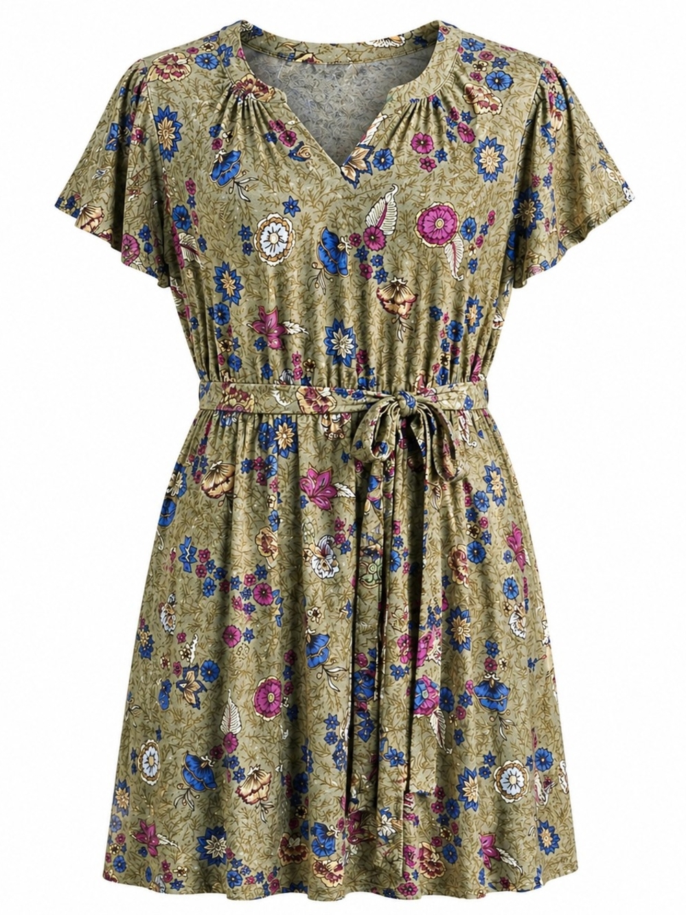 Lane Bryant Womens Size 22/24 Flutter-Sleeve VNeck Knit Swing Casual Midi Dress
